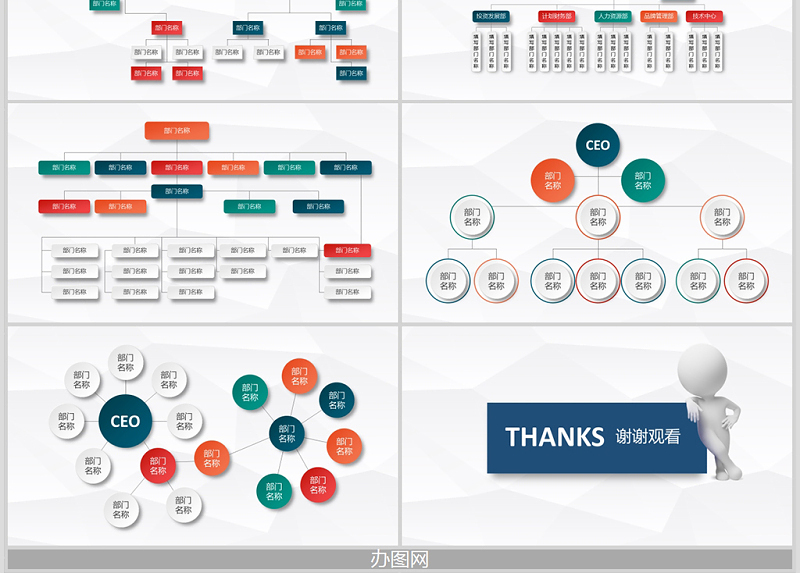 企业组织架构图PPT模板 品牌管理高效落地